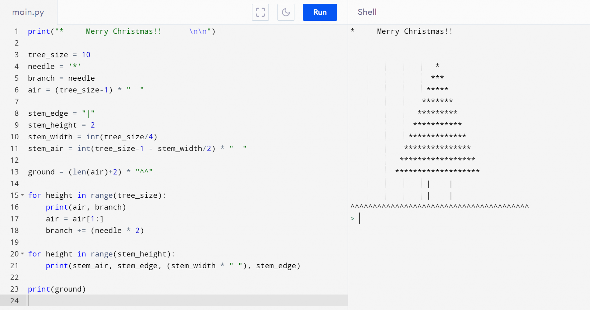 Christmas tree code