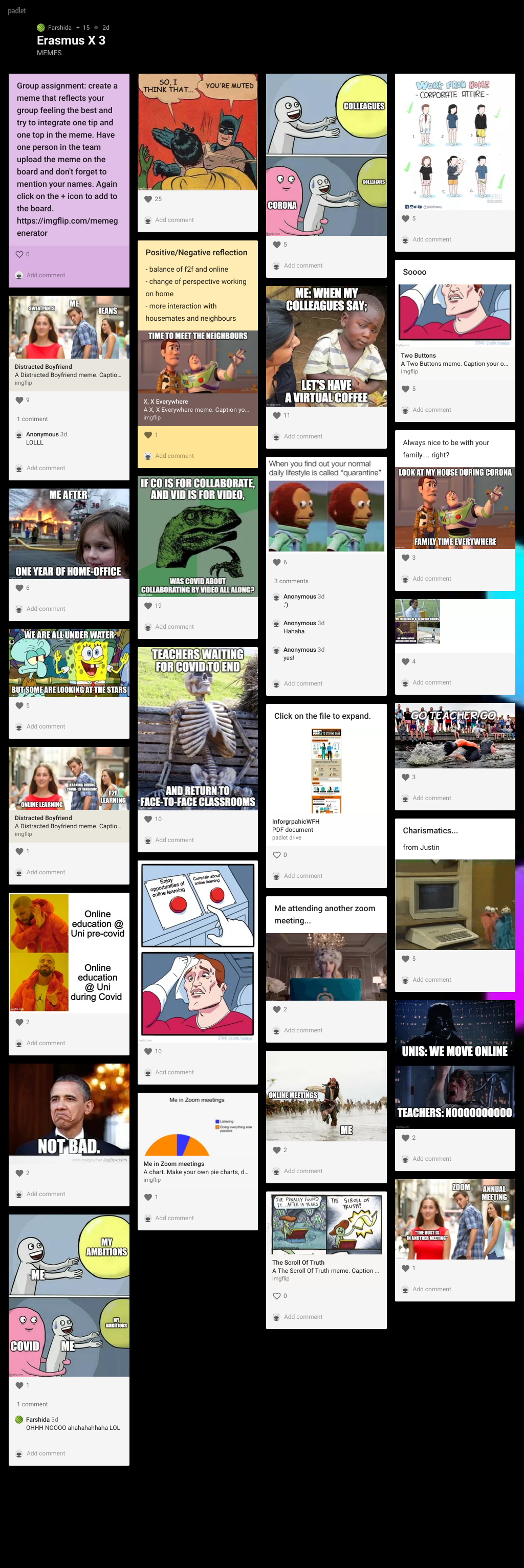 padlet memes corona education learning