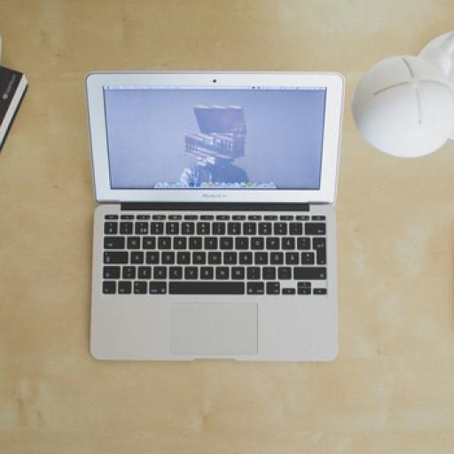 A computer on a desk